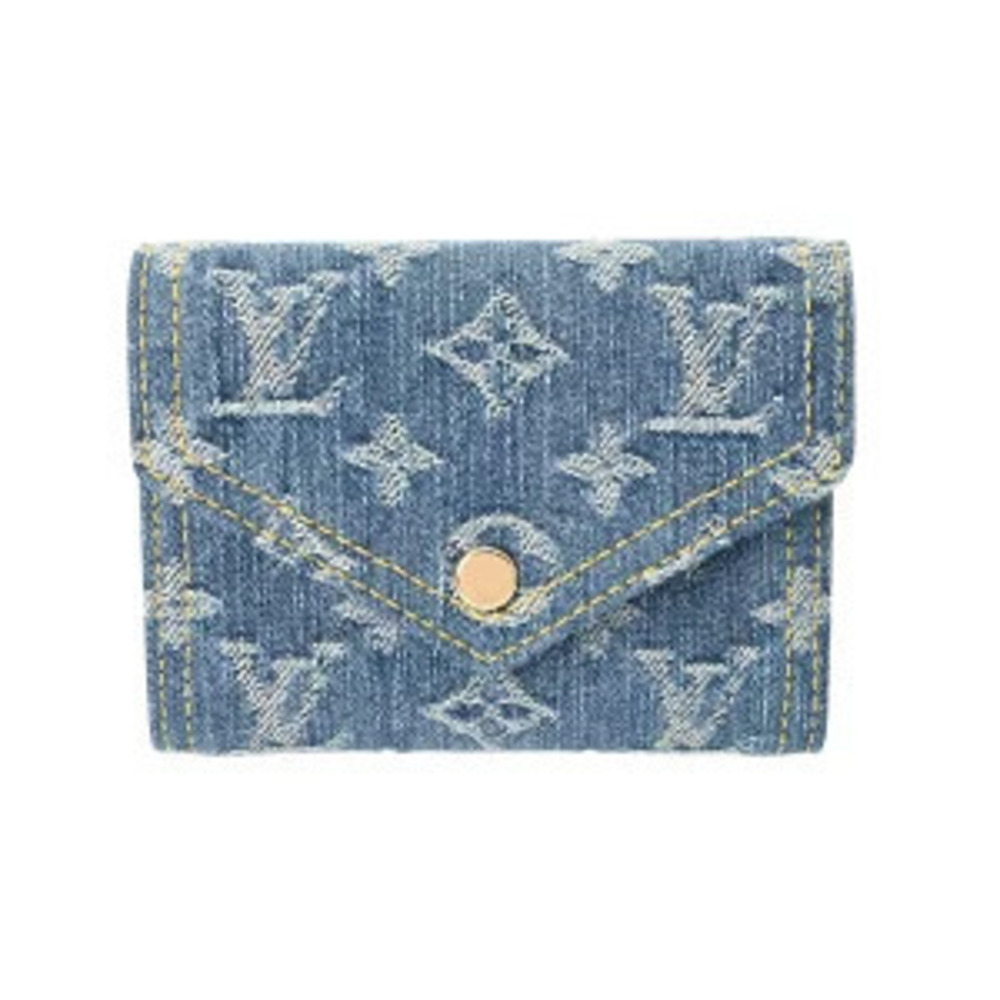 Louis Vuitton Monogram Denim Portefeuille Victorine Blue Bi fold Wallet